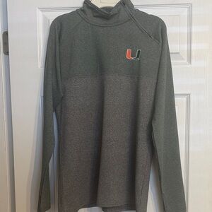 Rivalry Threads Two-Tone Gray Zip Mock Neck with Orange & Green U Logo